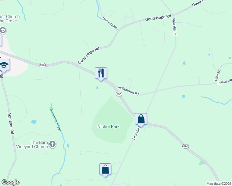 map of restaurants, bars, coffee shops, grocery stores, and more near 1523 New London Road in Landenberg