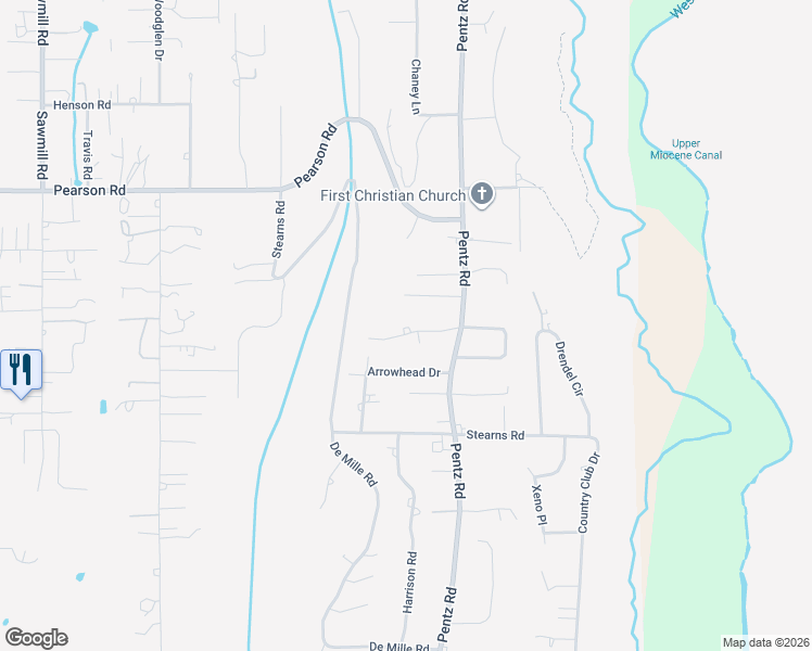 map of restaurants, bars, coffee shops, grocery stores, and more near 1861 Salida Way in Paradise