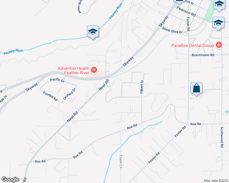 map of restaurants, bars, coffee shops, grocery stores, and more near 333 Circlewood Drive in Paradise