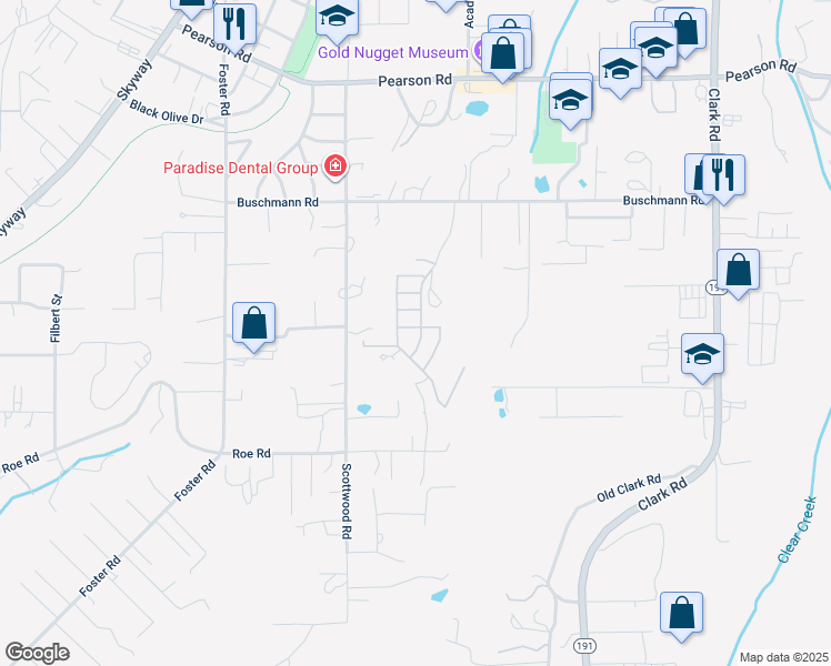 map of restaurants, bars, coffee shops, grocery stores, and more near 506 Montgomery Place in Paradise