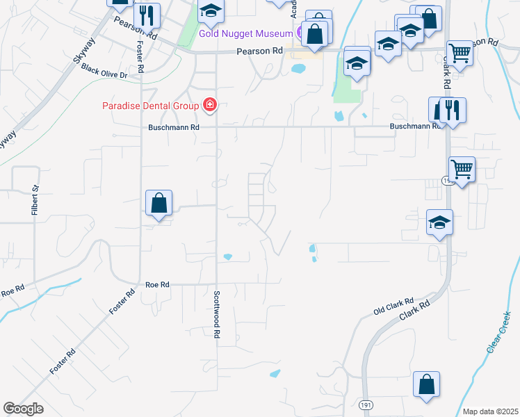 map of restaurants, bars, coffee shops, grocery stores, and more near 506 Montgomery Place in Paradise