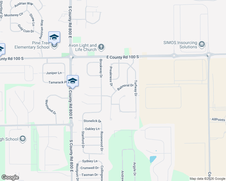 map of restaurants, bars, coffee shops, grocery stores, and more near 1320 Charleston Court in Avon