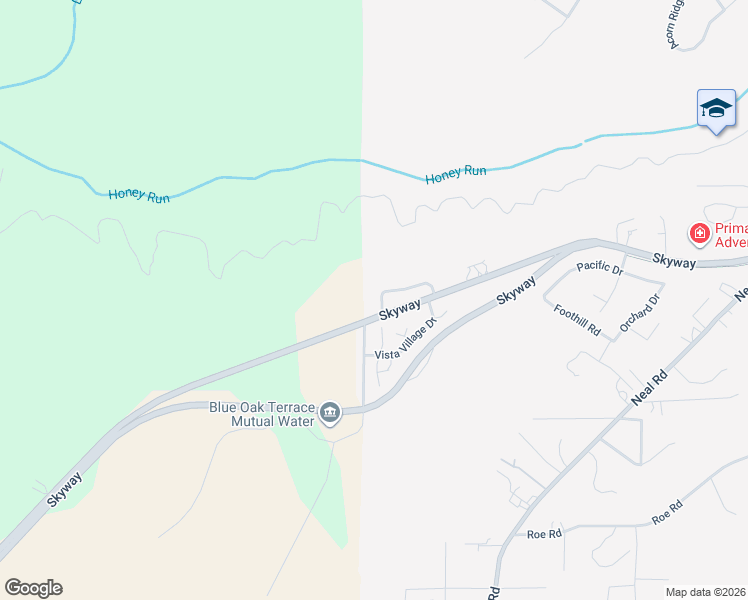 map of restaurants, bars, coffee shops, grocery stores, and more near 5017 Russell Drive in Paradise