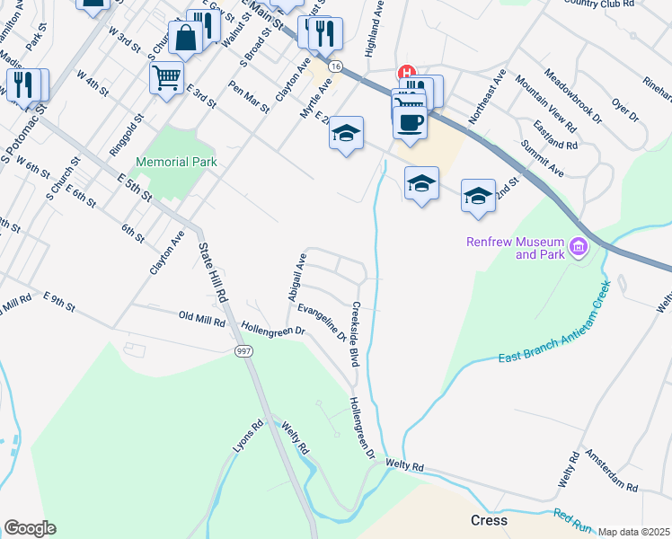 map of restaurants, bars, coffee shops, grocery stores, and more near 513 Iverson Road in Waynesboro