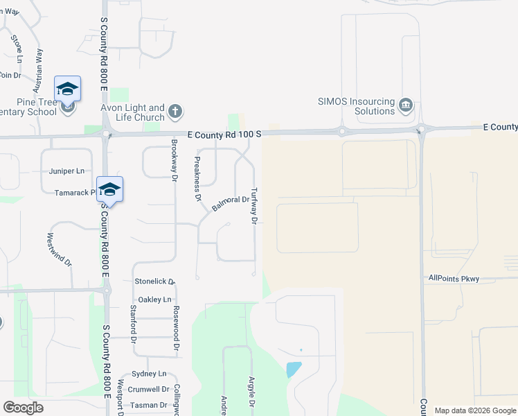 map of restaurants, bars, coffee shops, grocery stores, and more near 1247 Turfway Drive in Avon