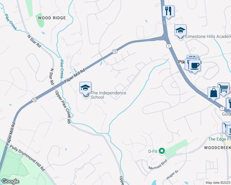 map of restaurants, bars, coffee shops, grocery stores, and more near 146 Monet Circle in Wilmington