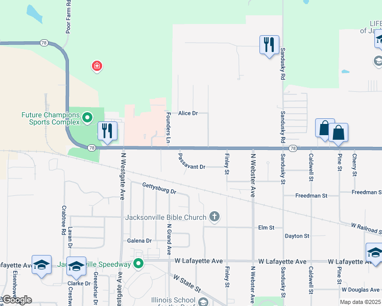 map of restaurants, bars, coffee shops, grocery stores, and more near 1430-1498 W Walnut St in Jacksonville
