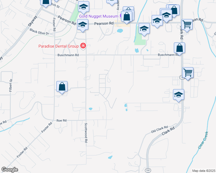 map of restaurants, bars, coffee shops, grocery stores, and more near 511 Montgomery Place in Paradise