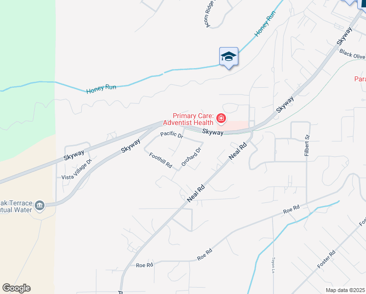 map of restaurants, bars, coffee shops, grocery stores, and more near 5454 Princeton Way in Paradise