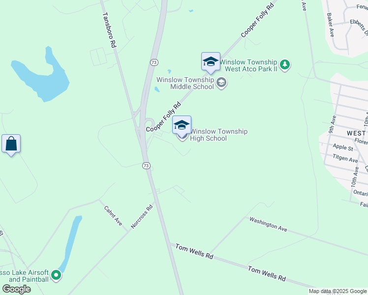 map of restaurants, bars, coffee shops, grocery stores, and more near 10 Cooper Folly Road in Atco