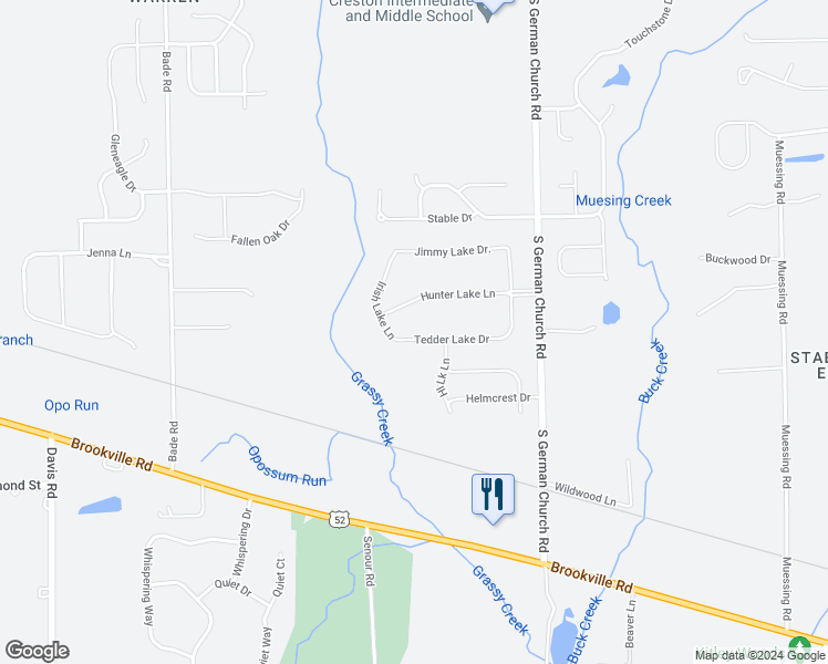map of restaurants, bars, coffee shops, grocery stores, and more near 10732 Tedder Lake Drive in Indianapolis