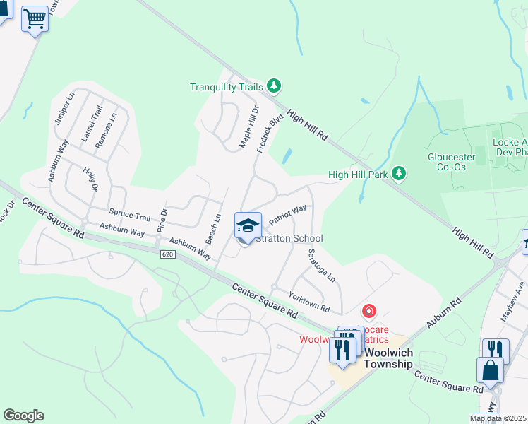 map of restaurants, bars, coffee shops, grocery stores, and more near 31 Fredrick Boulevard in Swedesboro