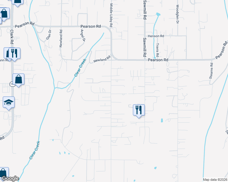 map of restaurants, bars, coffee shops, grocery stores, and more near 5442 South Libby Road in Paradise