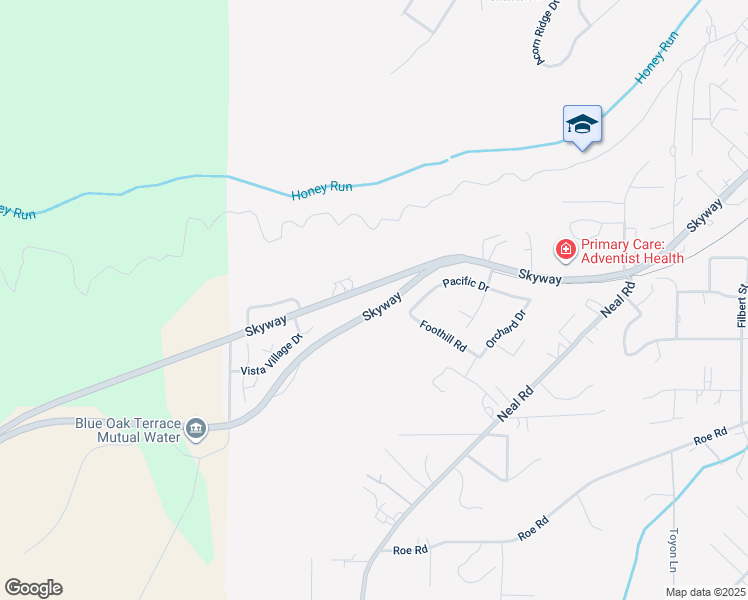 map of restaurants, bars, coffee shops, grocery stores, and more near 4758 Skyway in Paradise