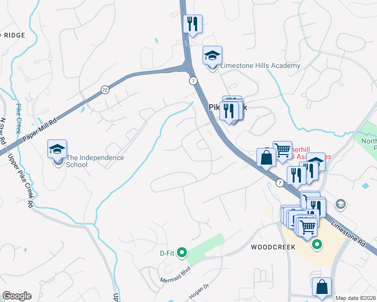 map of restaurants, bars, coffee shops, grocery stores, and more near 142 Steven Lane in Wilmington