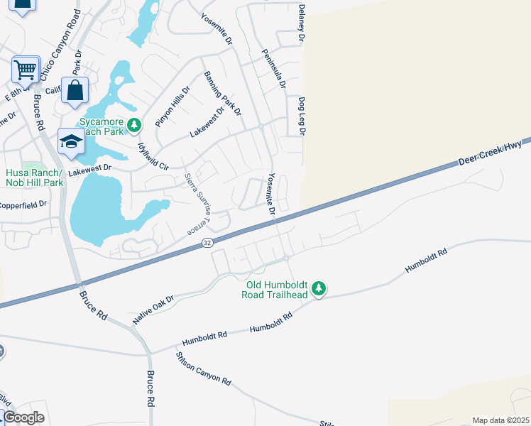 map of restaurants, bars, coffee shops, grocery stores, and more near in Chico