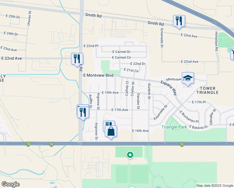 map of restaurants, bars, coffee shops, grocery stores, and more near 1792 Biscay Street in Aurora