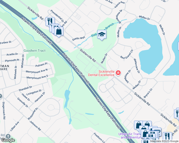 map of restaurants, bars, coffee shops, grocery stores, and more near 13 Inkwell Lane in Gloucester Township