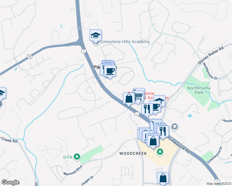 map of restaurants, bars, coffee shops, grocery stores, and more near 2204 Braken Avenue in Wilmington