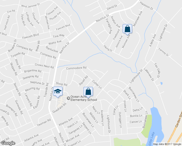 map of restaurants, bars, coffee shops, grocery stores, and more near 219 Commodore Road in Stafford Township