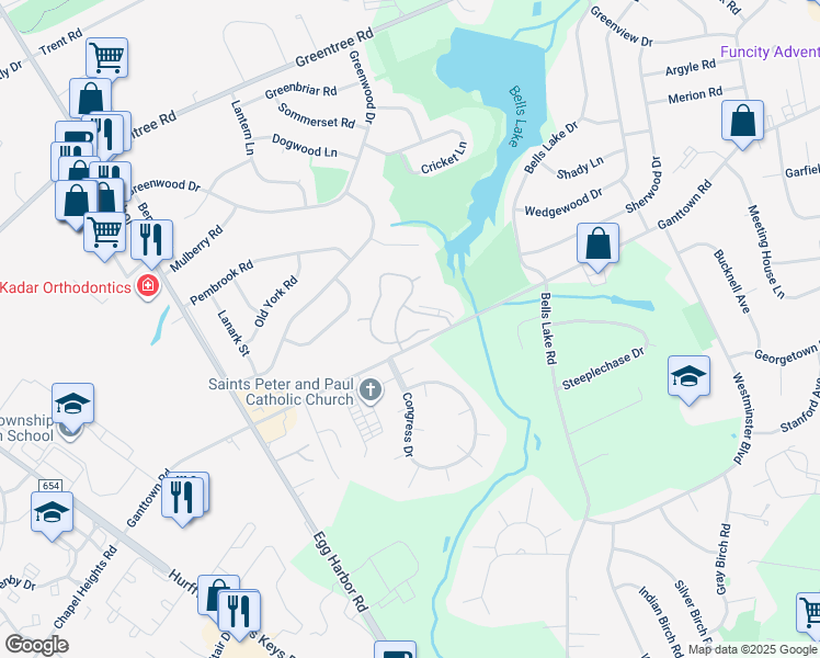 map of restaurants, bars, coffee shops, grocery stores, and more near 3 Carter Braxton Building in Washington Township