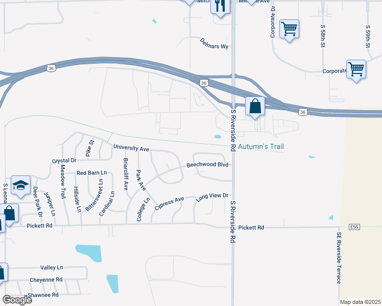 map of restaurants, bars, coffee shops, grocery stores, and more near 5507 Candleberry Drive in Saint Joseph