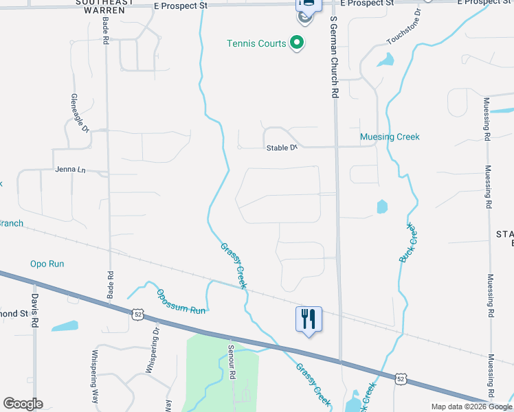map of restaurants, bars, coffee shops, grocery stores, and more near 10730 Hunter Lake Lane in Indianapolis