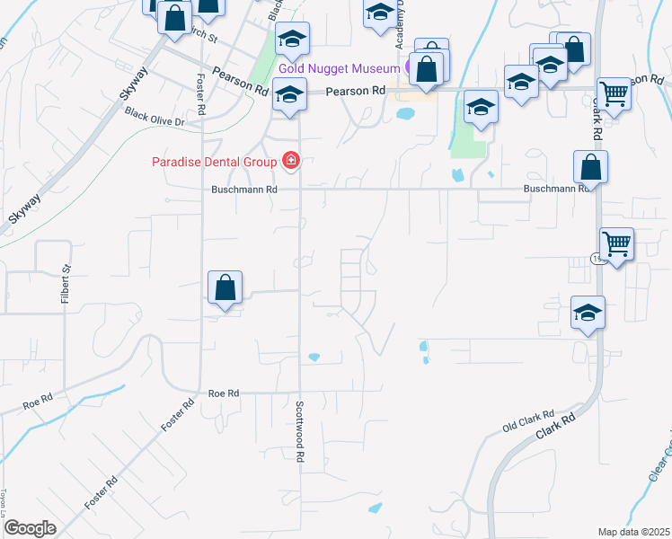 map of restaurants, bars, coffee shops, grocery stores, and more near 115 Magnolia Drive in Paradise