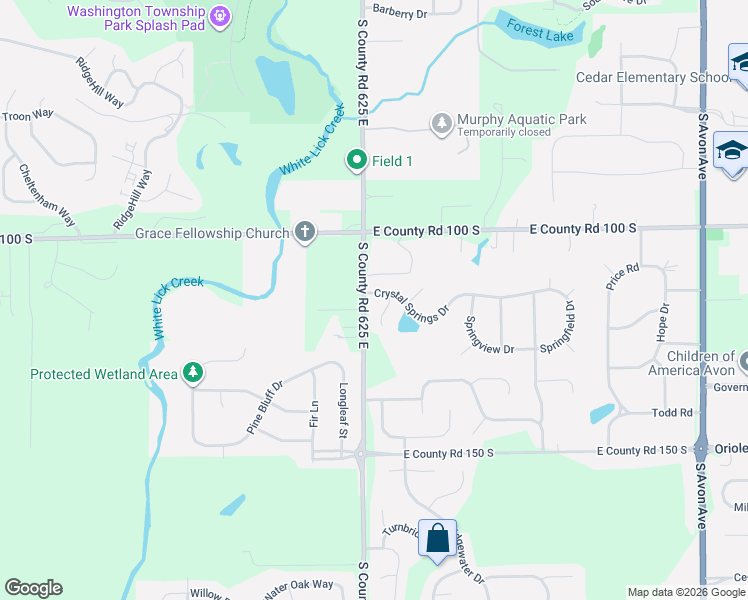 map of restaurants, bars, coffee shops, grocery stores, and more near 1152 Spring Court in Avon