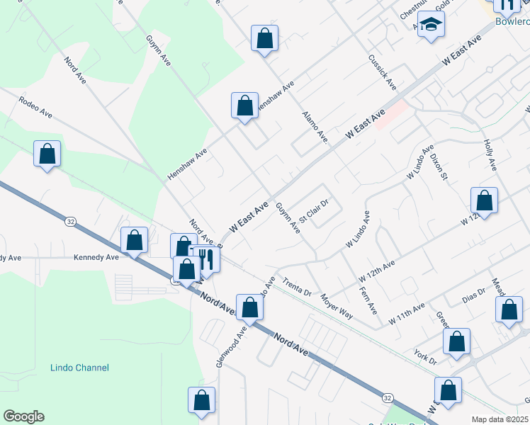 map of restaurants, bars, coffee shops, grocery stores, and more near 1014 Meier Drive in Chico
