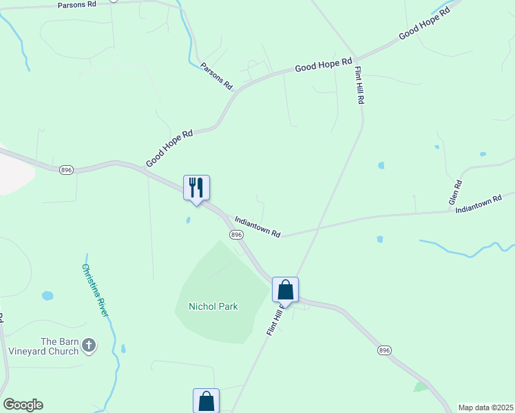 map of restaurants, bars, coffee shops, grocery stores, and more near 107 Indiantown Road in Landenberg
