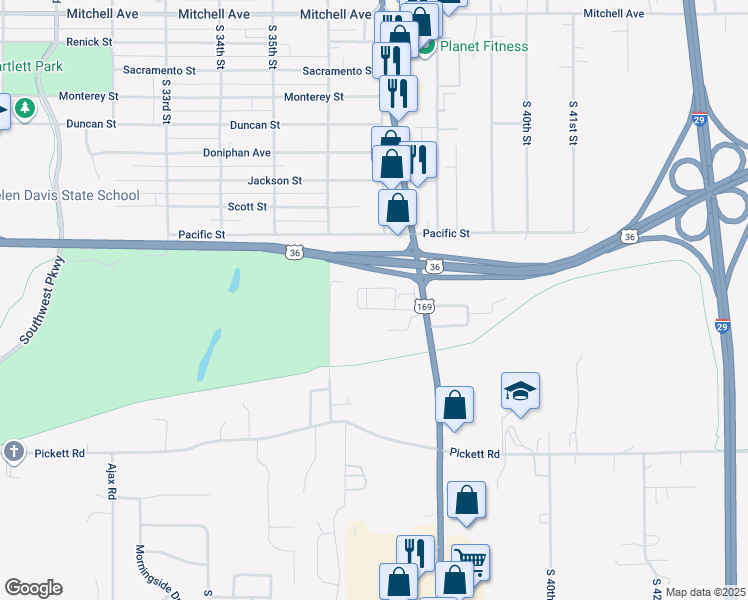 map of restaurants, bars, coffee shops, grocery stores, and more near 2189-2236 Tri Level Lane in Saint Joseph