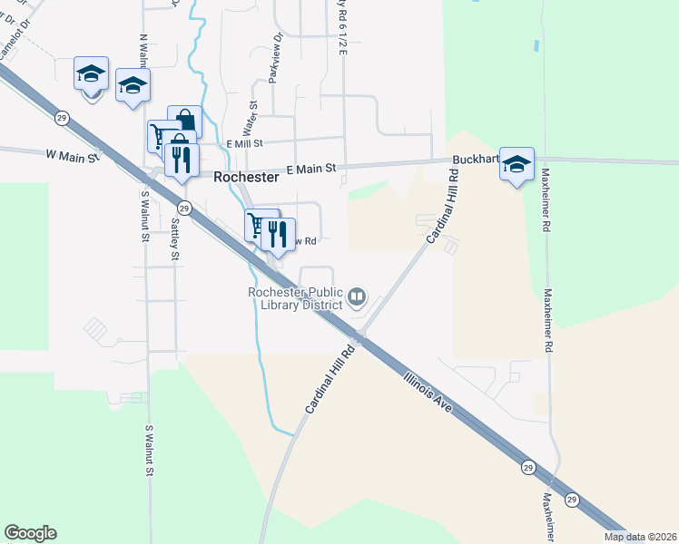 map of restaurants, bars, coffee shops, grocery stores, and more near 24-98 Walberta Drive in Rochester