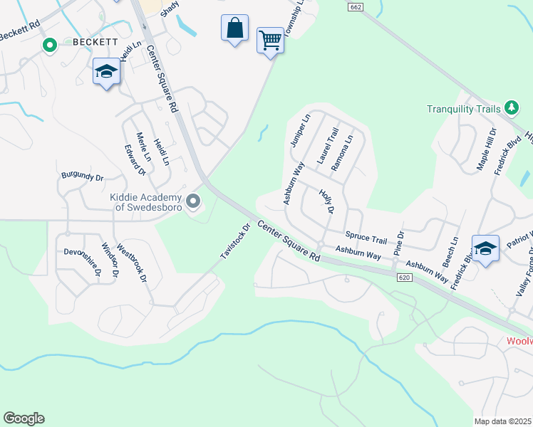map of restaurants, bars, coffee shops, grocery stores, and more near 918 Ashburn Way in Swedesboro