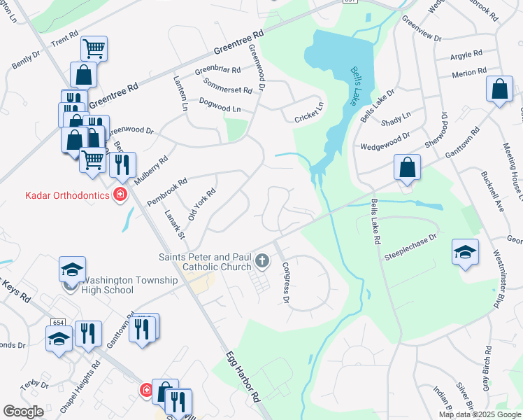 map of restaurants, bars, coffee shops, grocery stores, and more near 2 Button Gwinett Building in Washington Township