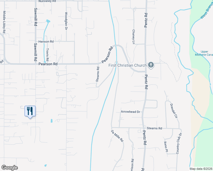 map of restaurants, bars, coffee shops, grocery stores, and more near 1860 Sterns Road in Paradise