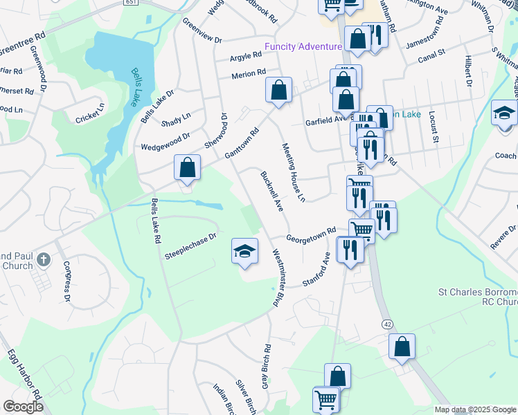 map of restaurants, bars, coffee shops, grocery stores, and more near 317 Westminster Boulevard in Washington Township