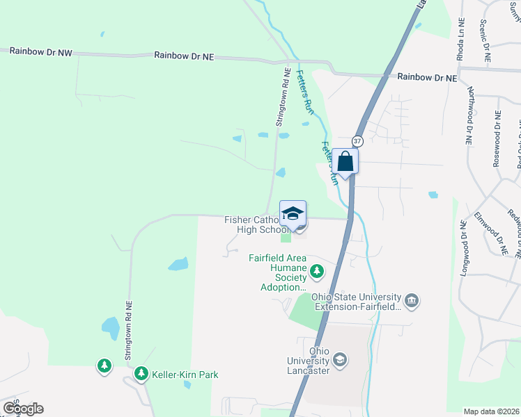 map of restaurants, bars, coffee shops, grocery stores, and more near 1499 Stringtown Road Northeast in Lancaster