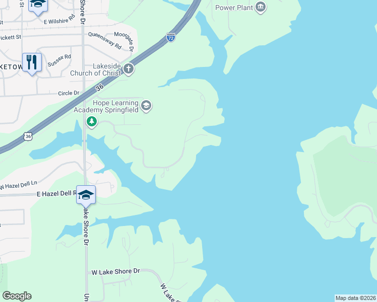 map of restaurants, bars, coffee shops, grocery stores, and more near 200 East Hazel Dell Lane in Springfield