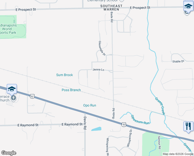 map of restaurants, bars, coffee shops, grocery stores, and more near 1732 Jessica Drive in Indianapolis