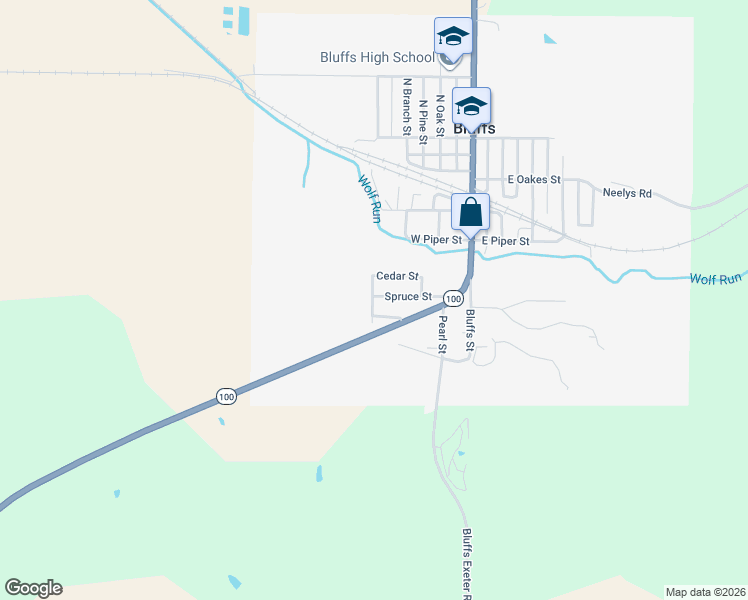 map of restaurants, bars, coffee shops, grocery stores, and more near 301-309 Laurel Drive in Bluffs