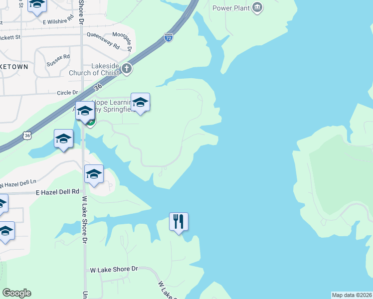 map of restaurants, bars, coffee shops, grocery stores, and more near 200 East Hazel Dell Lane in Springfield