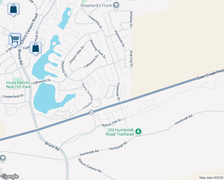 map of restaurants, bars, coffee shops, grocery stores, and more near 112 Benson Terrace in Chico