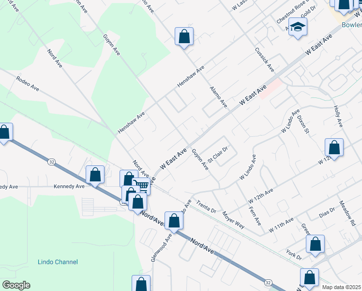 map of restaurants, bars, coffee shops, grocery stores, and more near 1000 Frances Drive in Chico