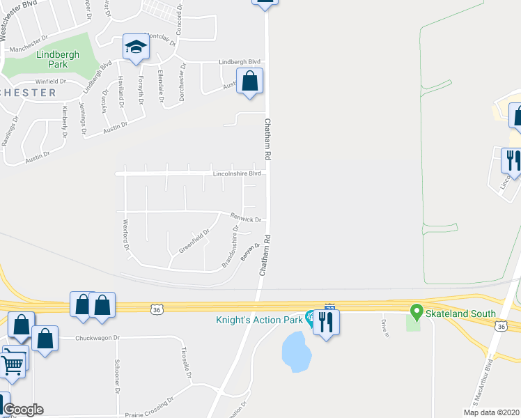 map of restaurants, bars, coffee shops, grocery stores, and more near 2000 Briar Court in Springfield