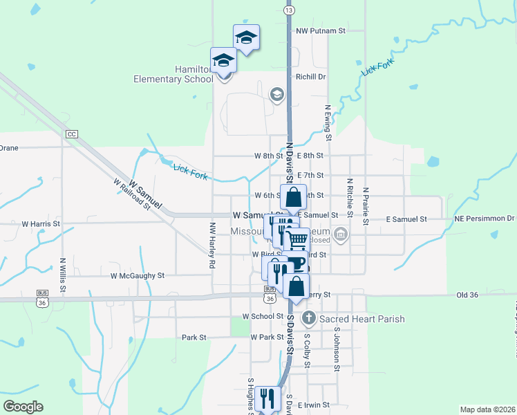 map of restaurants, bars, coffee shops, grocery stores, and more near 205 West 6th Street in Hamilton