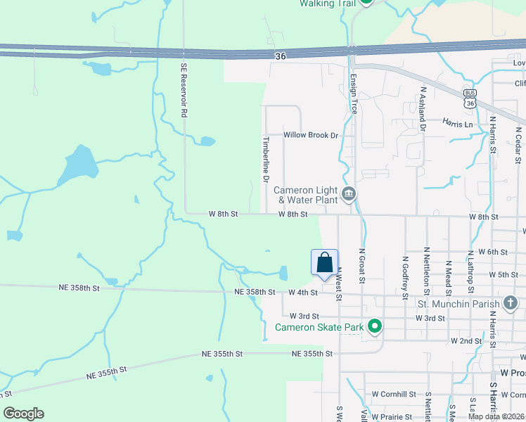 map of restaurants, bars, coffee shops, grocery stores, and more near 803 Rosewood Drive in Cameron