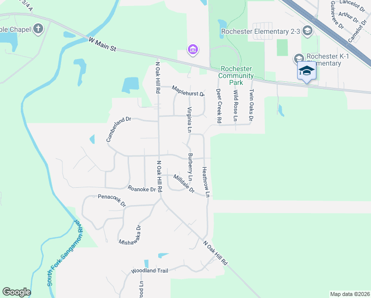 map of restaurants, bars, coffee shops, grocery stores, and more near Virginia Lane in Rochester