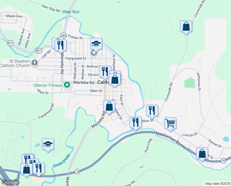map of restaurants, bars, coffee shops, grocery stores, and more near in Caldwell