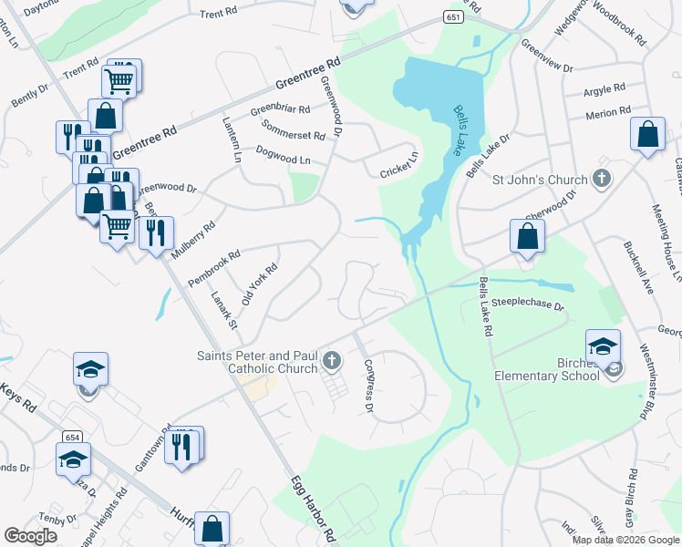 map of restaurants, bars, coffee shops, grocery stores, and more near 1 Samuel Huntington Building in Washington Township